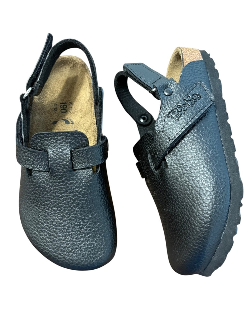 Birkenstock Birki's Tokio AS Slingback Clog Black Pebble Leather Youth Size 12